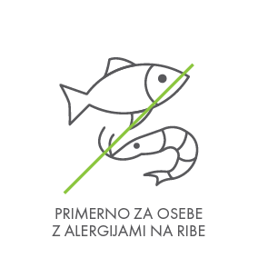 Primerno za osebe z alergijami na ribe.