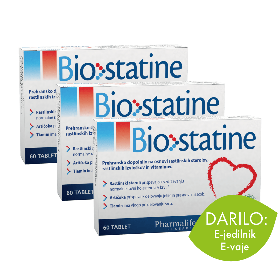 Biostatine - naravno prehransko dopolnilo za uravnavanjeo holesterola v krvi_Darilo