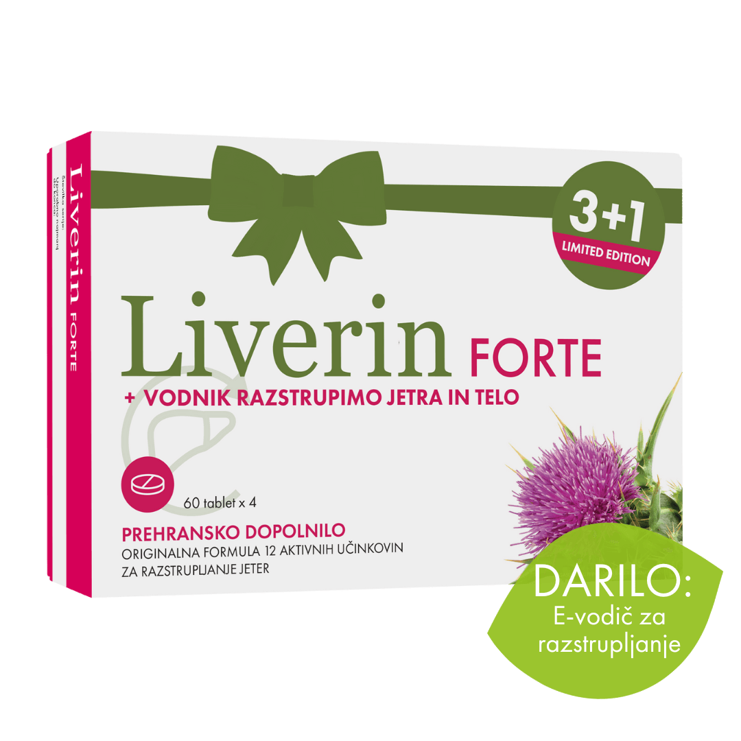 Liverin FORTE - prehransko dopolnilo za razstrupljanje jeter in čiščenje telesa_3+1 Gratis
